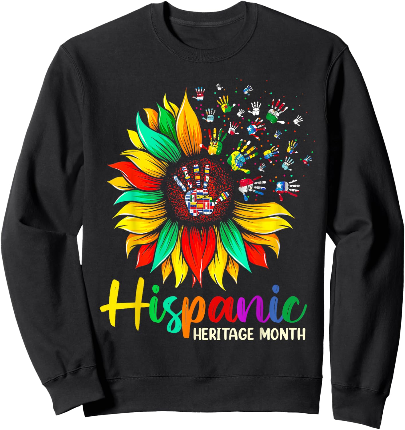 National Hispanic Heritage Month Sunflower All Countries Sweatshirt - Sweatshirt | Black
