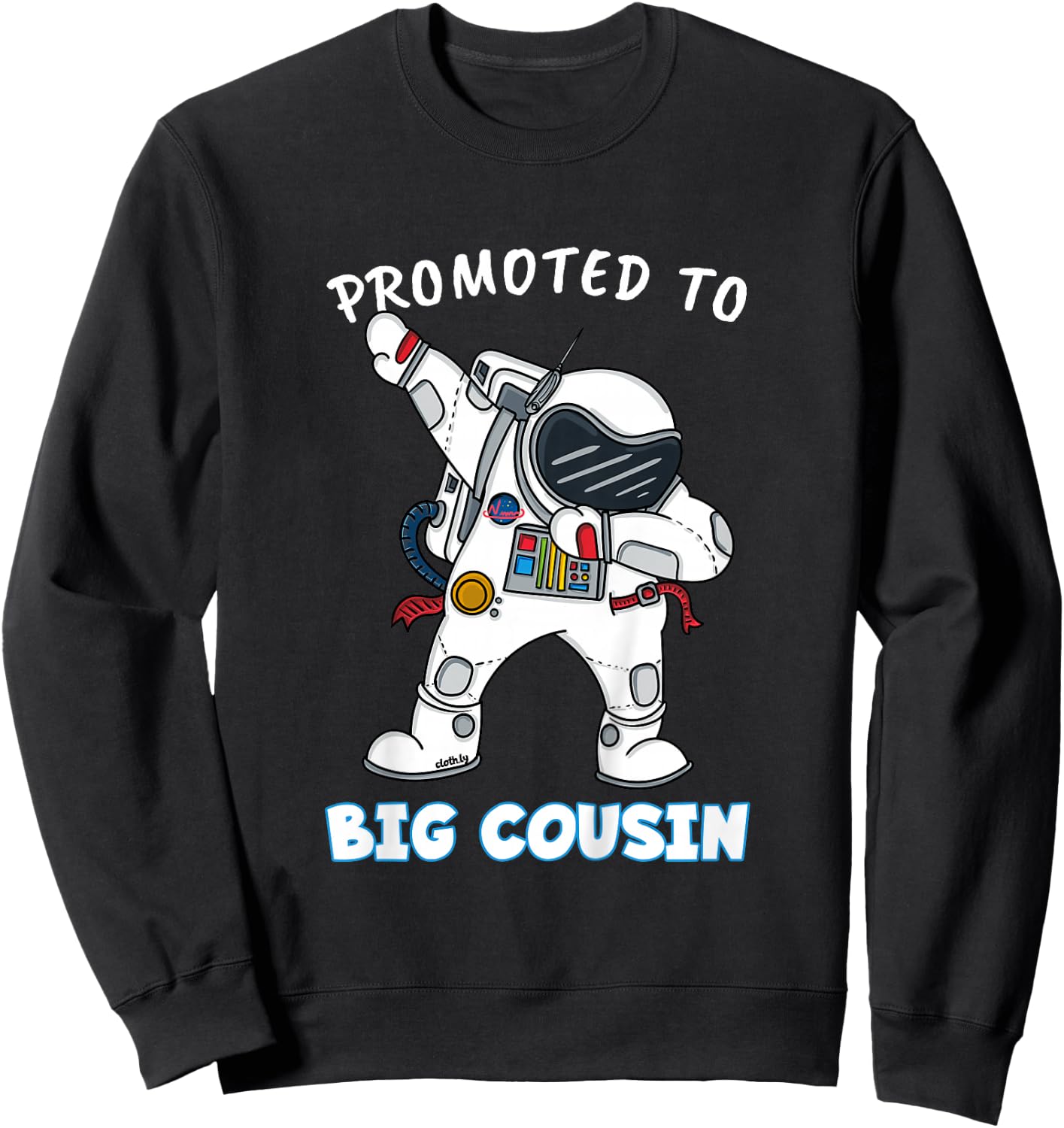 Kids Promoted to Big Cousin Boy Dabbing Astronaut Sweatshirt - Sweatshirt | Black
