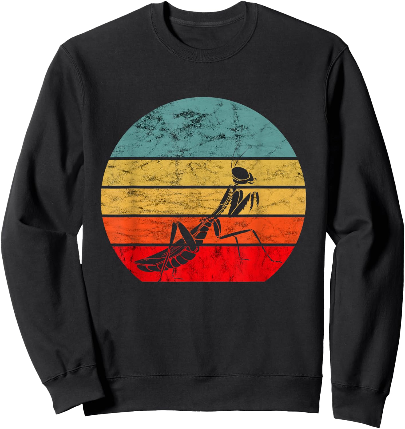 Praying Mantis Retro Vintage Mantis Insect Bug Lover Sweatshirt - Sweatshirt | Black