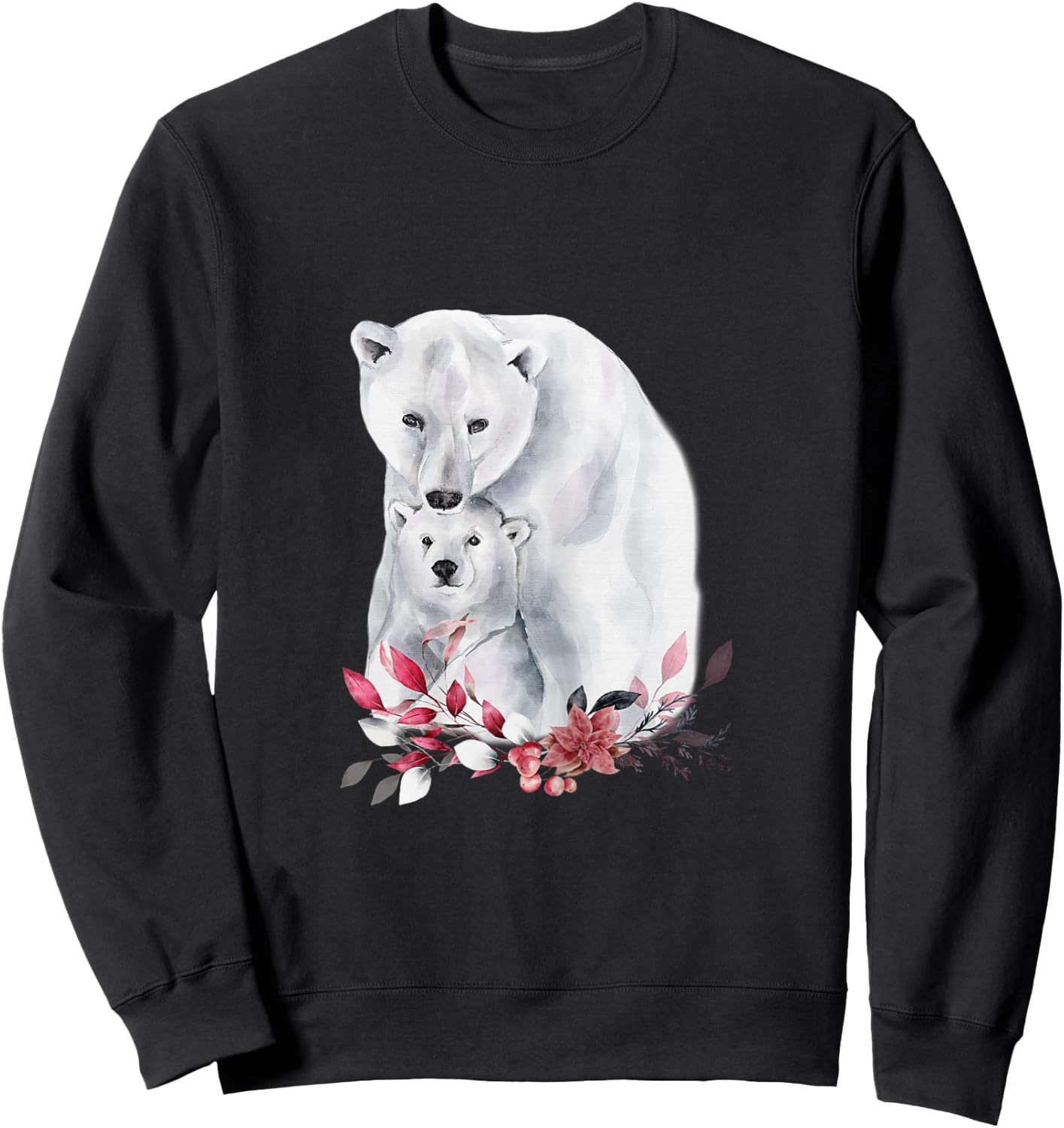 Mama Polar Bear and Baby Cub for Girls and Women Sweatshirt - Sweatshirt | Black