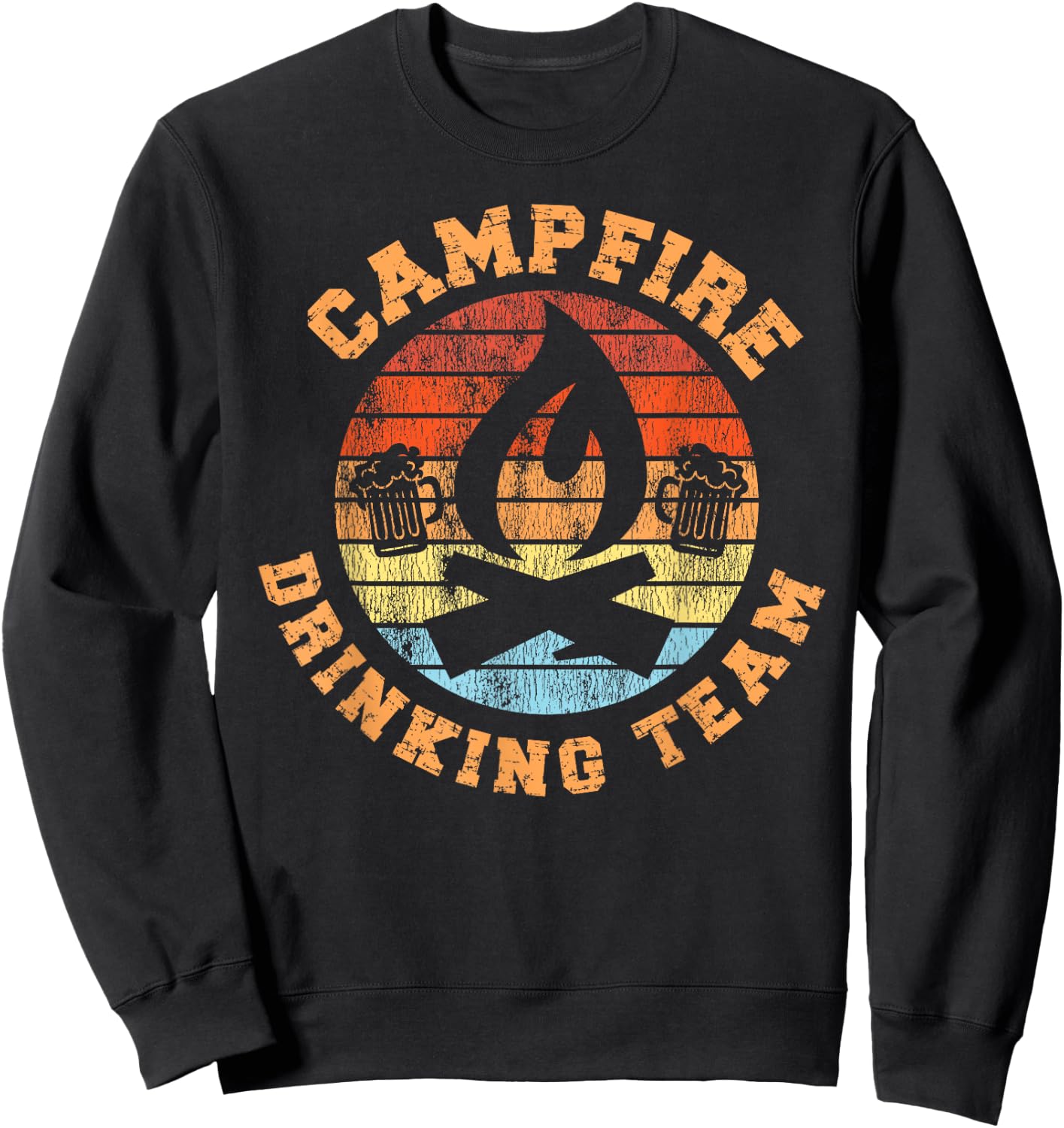 Camping Drunk Alcohol Retro Vintage Campfire Drinking Club Sweatshirt - Sweatshirt | Black