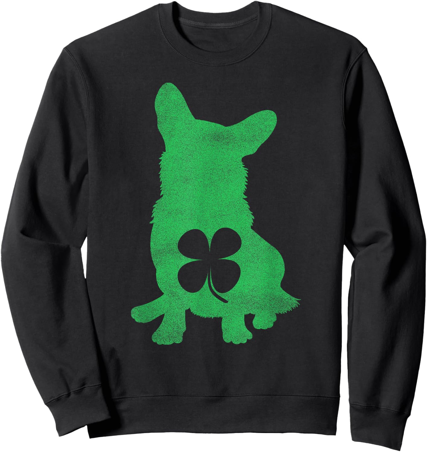 Corgi Dog Shamrock St. Patrick's Day Gift Saint Paddy's Women Kids Sweatshirt - Sweatshirt | Black