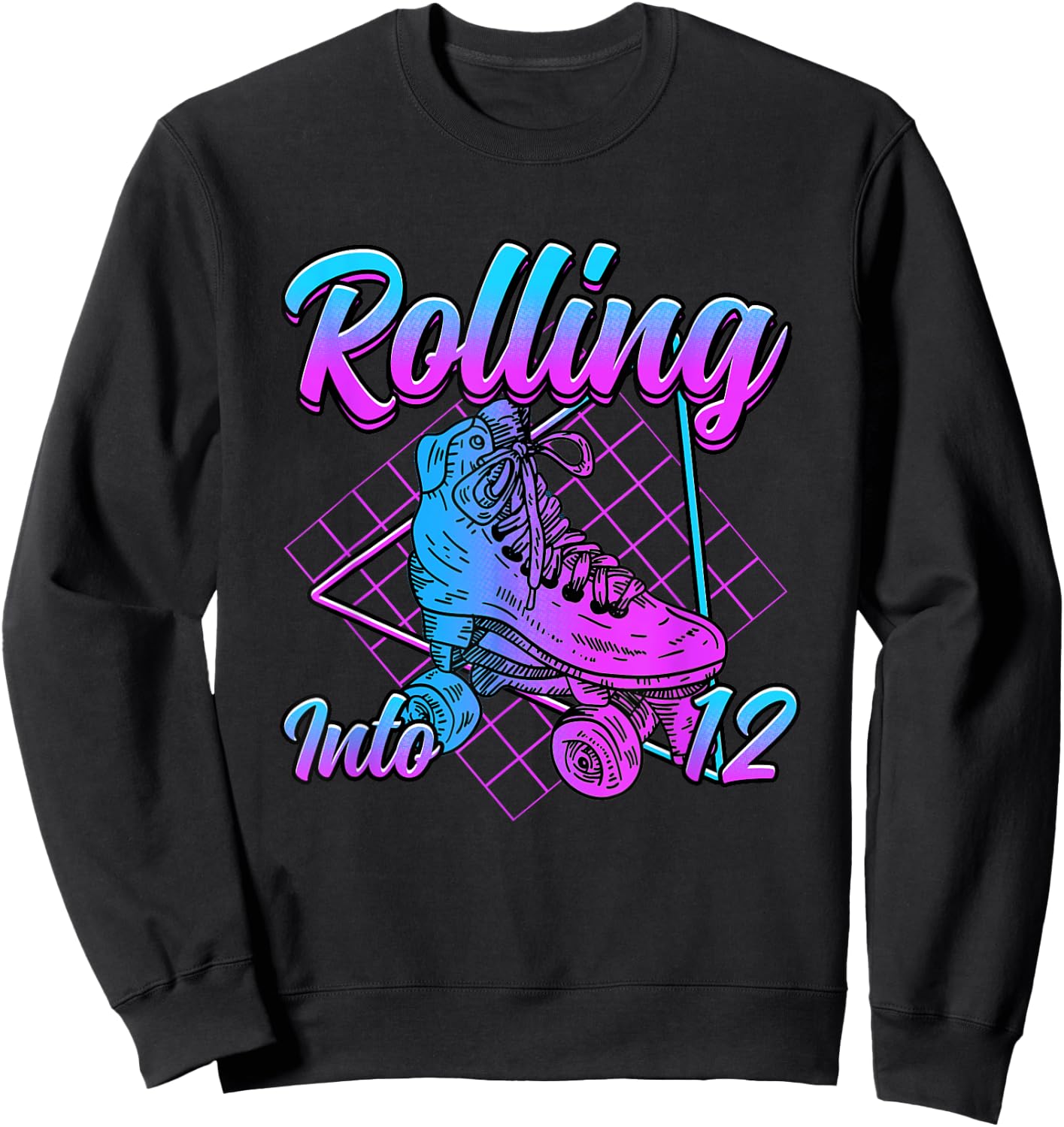 Rolling into 12 Roller Skate Birthday Sweatshirt - Sweatshirt | Black