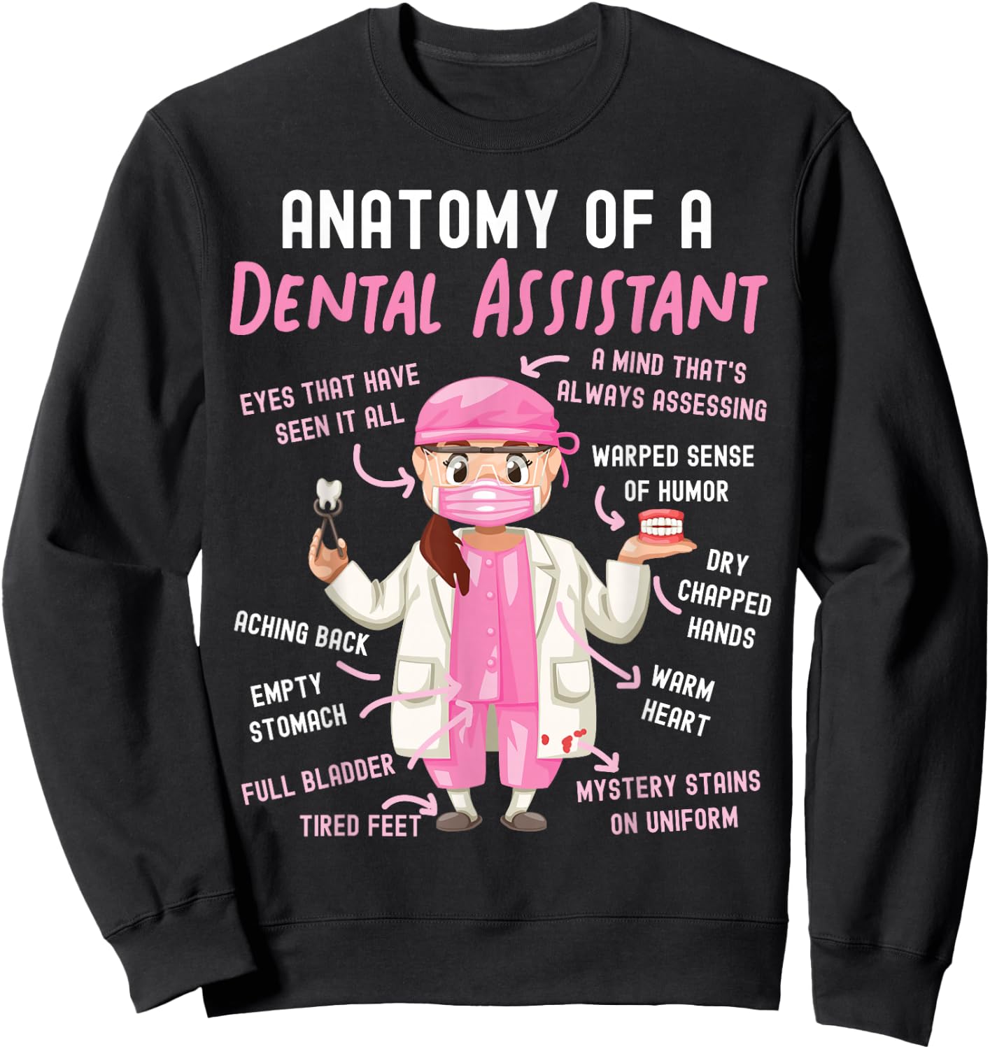Dental Assistant Anatomy Sweatshirt - Sweatshirt | Black