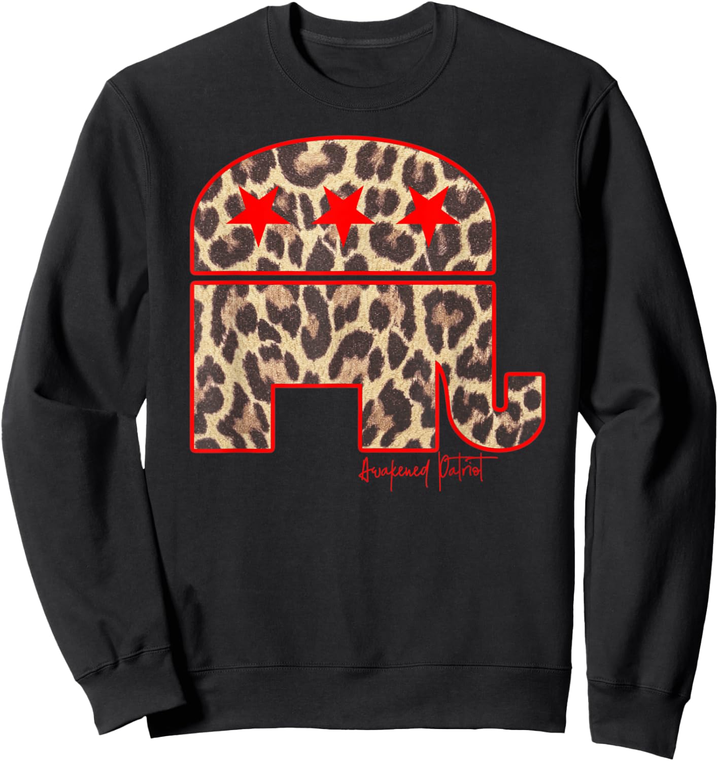 Cute Republican Elephant Leopard Print Conservative Patriot Sweatshirt - Sweatshirt | Black