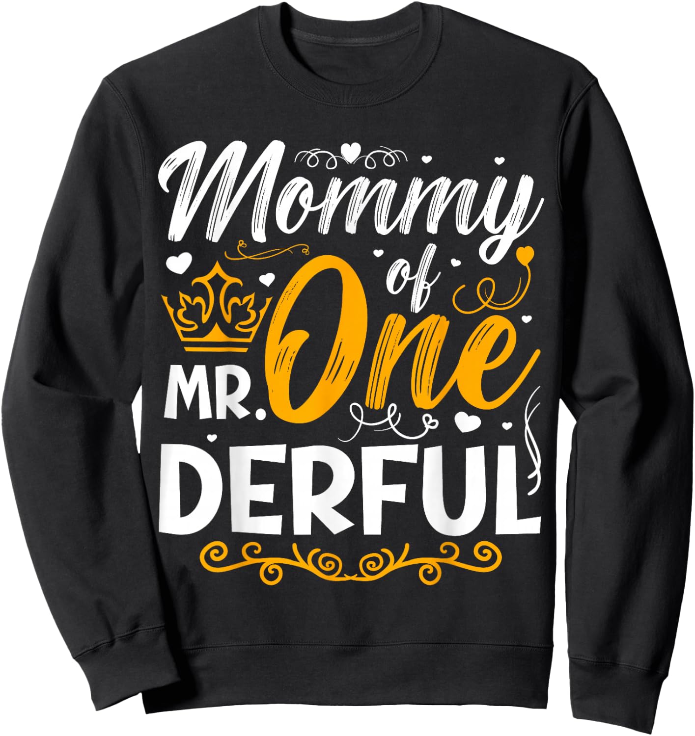 Mommy of Mr One Derful Party Matching Family 1st Birthday Sweatshirt - Sweatshirt | Black