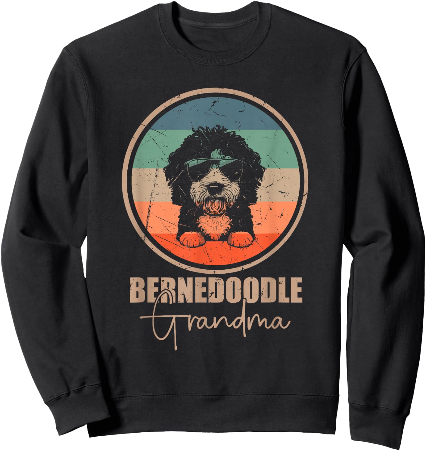 Vintage Bernedoodle Grandma Dog Owner Women Mothers Day Mom Sweatshirt - Sweatshirt | Black