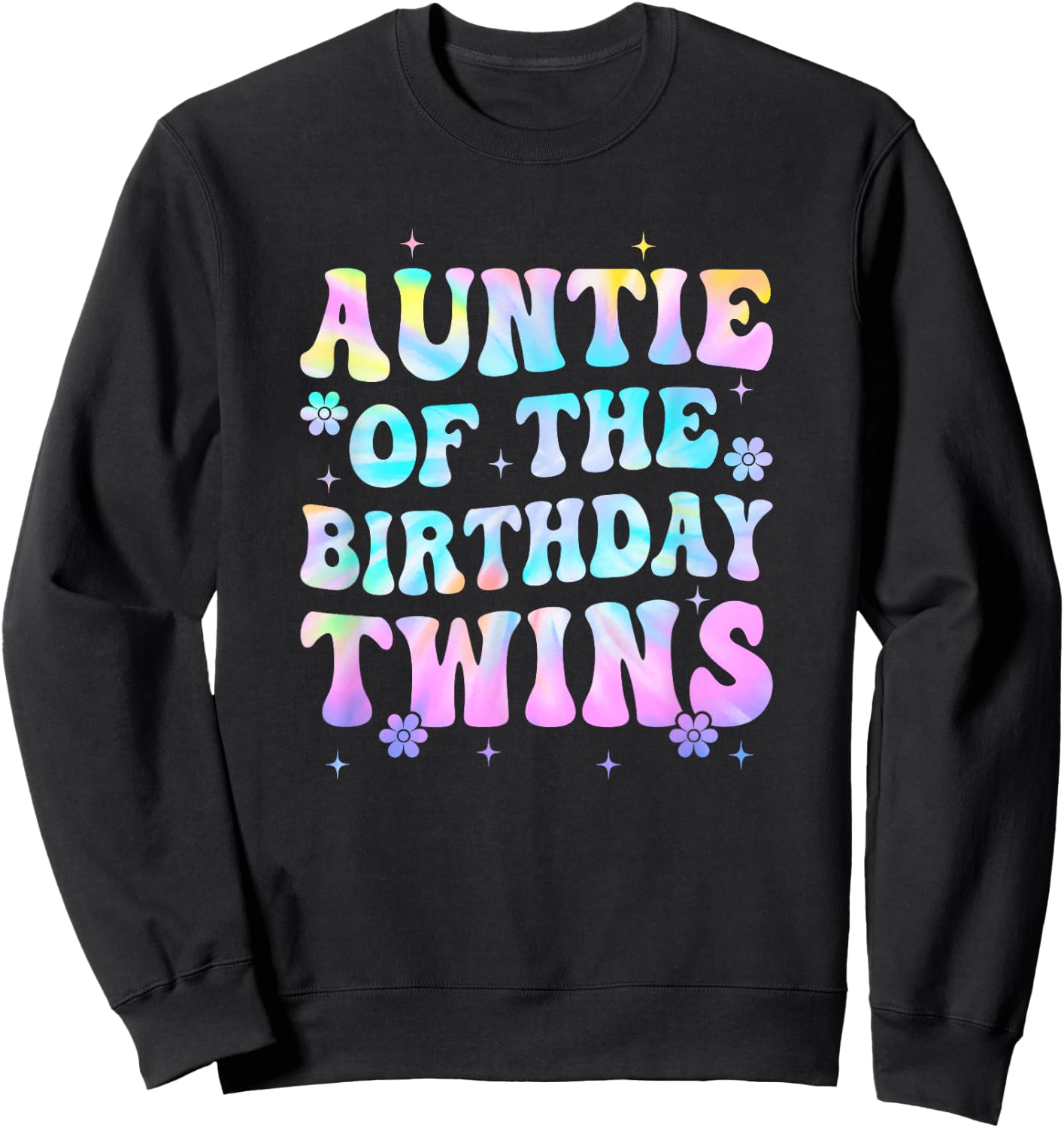 Auntie of The Birthday Twins Girls Kids Party Retro Bday Sweatshirt - Sweatshirt | Black