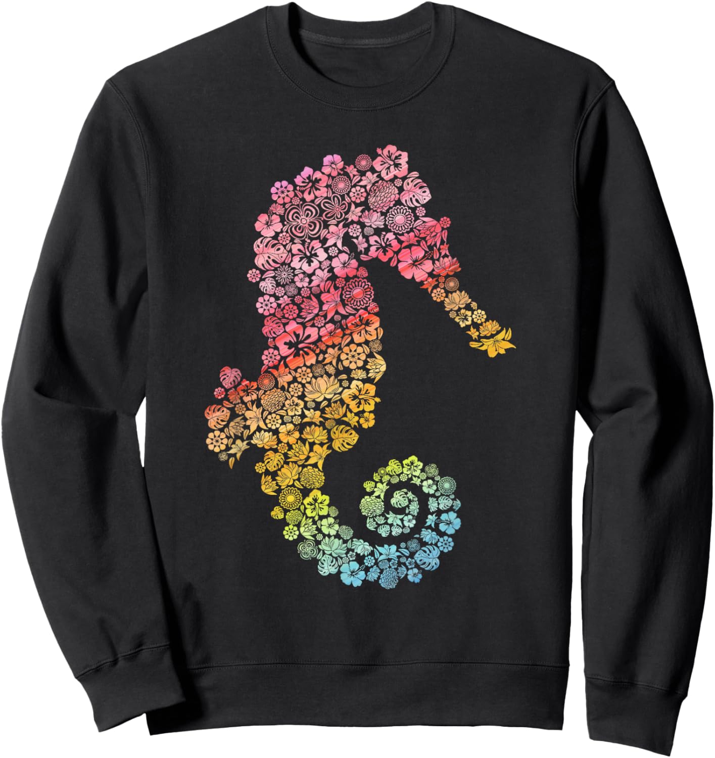 Rainbow Ocean Animal Fish Gift Seahorse Sweatshirt - Sweatshirt | Black