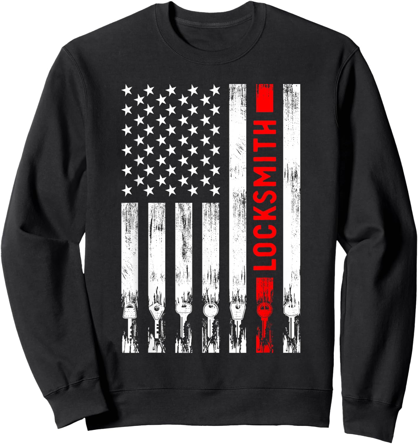 Cool Locksmith Art Women American Flag Lock Picker Sweatshirt - Sweatshirt | Black