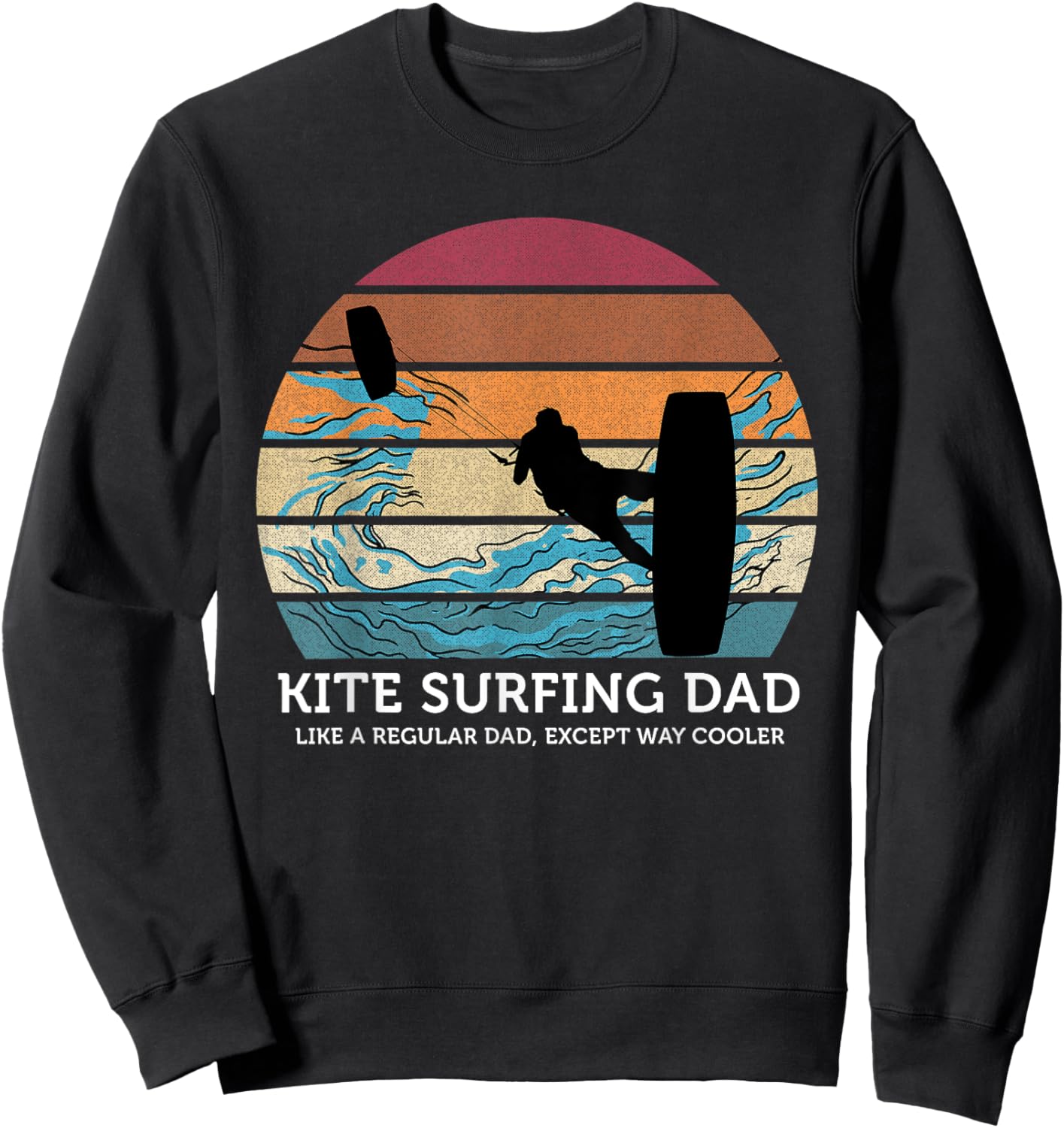 Kite Surfing Dad Vintage Sunset Beach Kite Surfing Lover Women Sweatshirt - Sweatshirt | Black