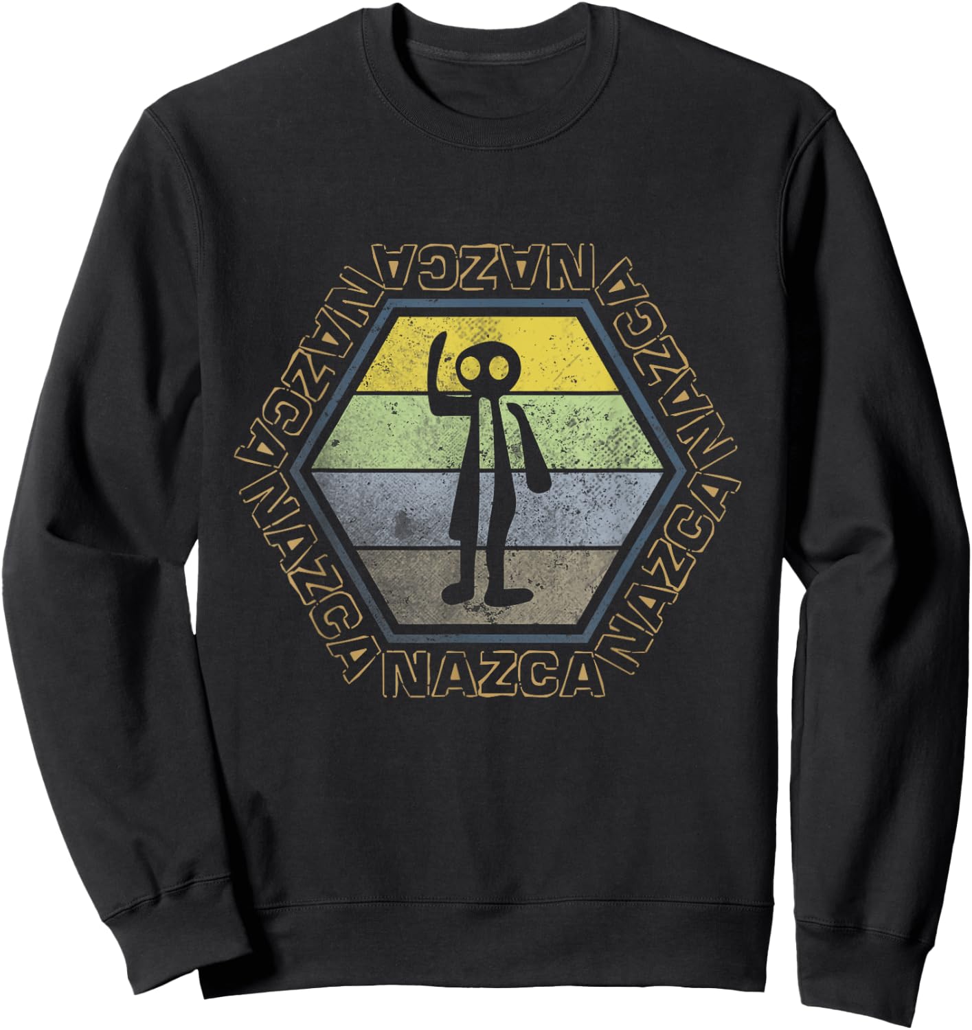 Nazca Lines -Spaceman Astronaut Retro Pop Art Peru Alien Sweatshirt - Sweatshirt | Black