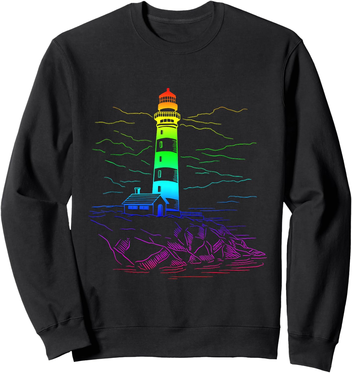 LGBT Lighthouse Homosexual Boating Seaside Rainbow Sailing Sweatshirt - Sweatshirt | Black
