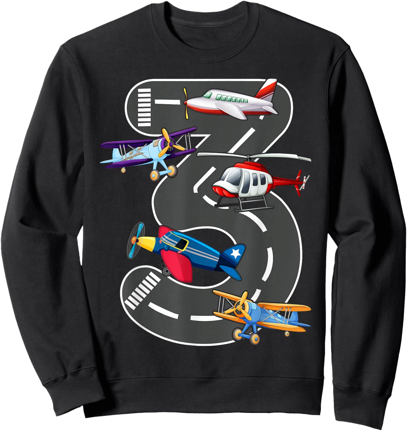 Little Pilot 3rd Birthday Party 3 Three Years Old Airplane Sweatshirt - Sweatshirt | Black