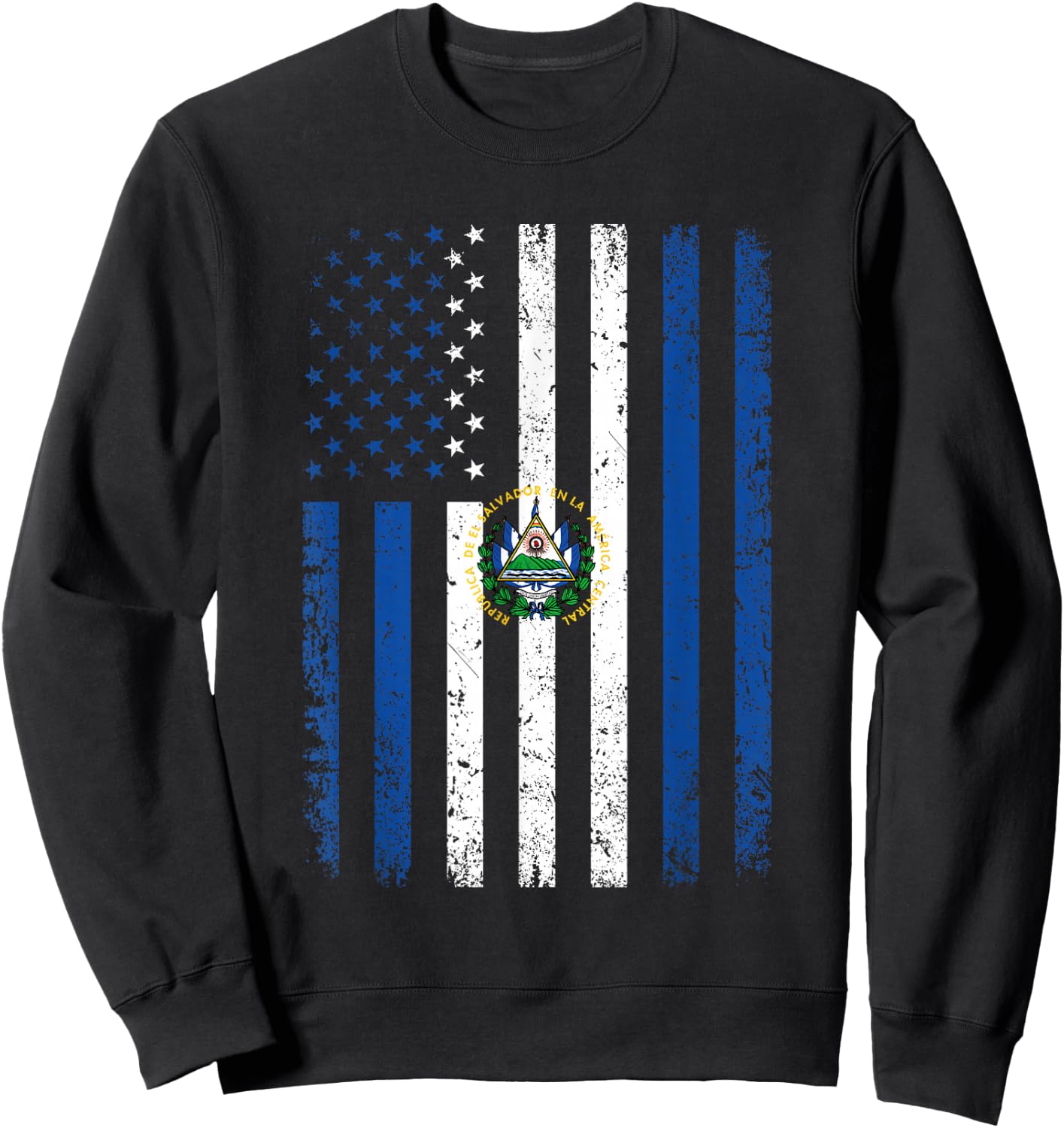 El Salvador Flag 4th of July USA El Salvadorian Flag Sweatshirt - Sweatshirt | Black