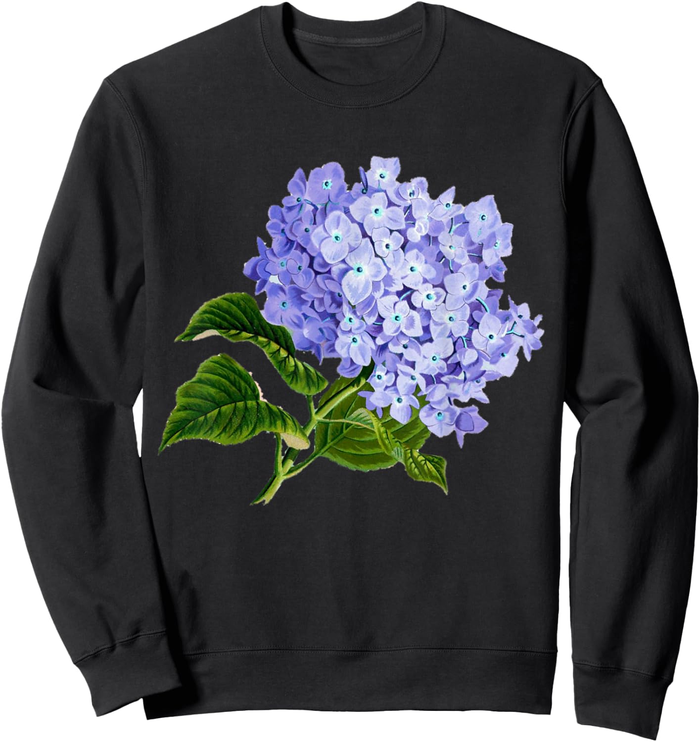 Vintage Purple Hydrangea Flowers Retro Gardener Art Sweatshirt - Sweatshirt | Black