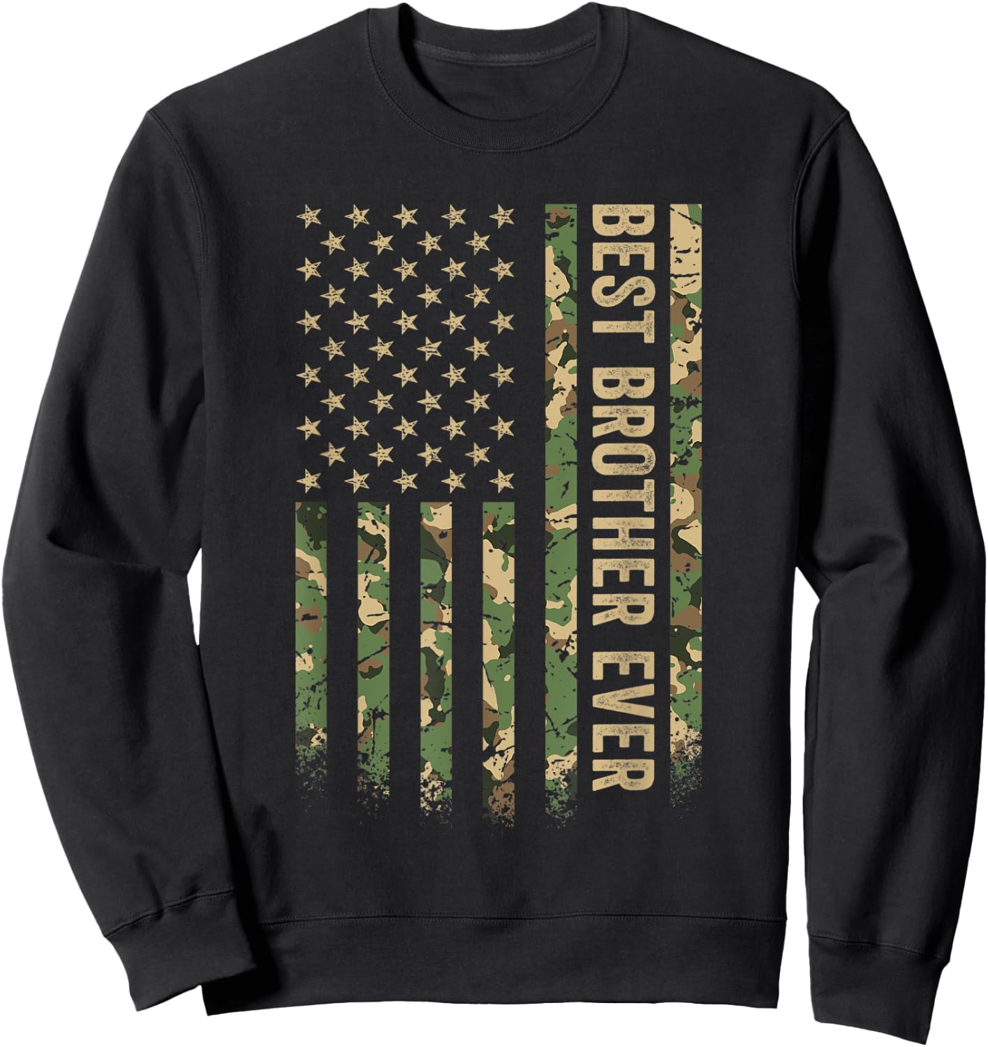 Best Brother Ever American Flag Camo Veteran Patriotic for Kids Men Sweatshirt - Sweatshirt | Black