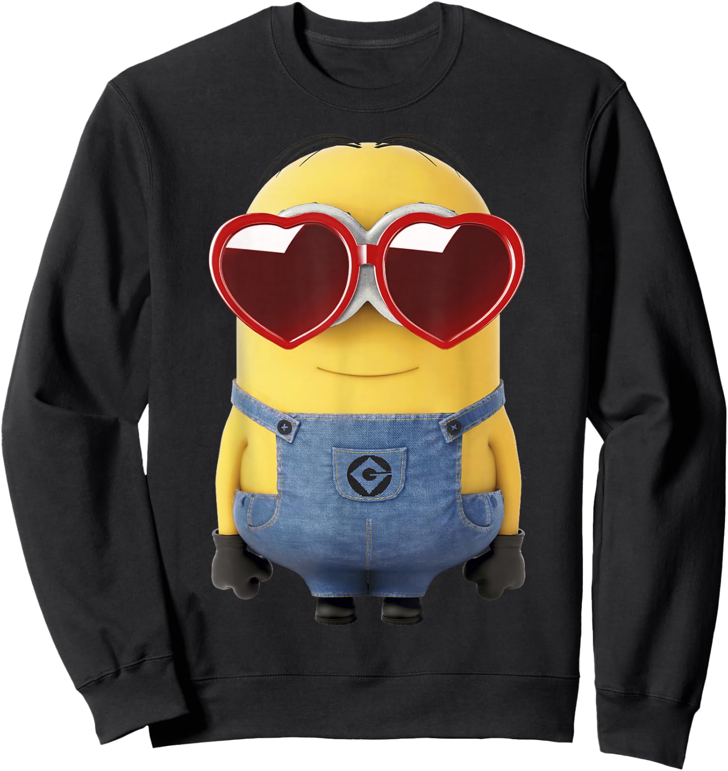 Minions Valentine's Day Dave Heart Glasses Sweatshirt - Sweatshirt | Black