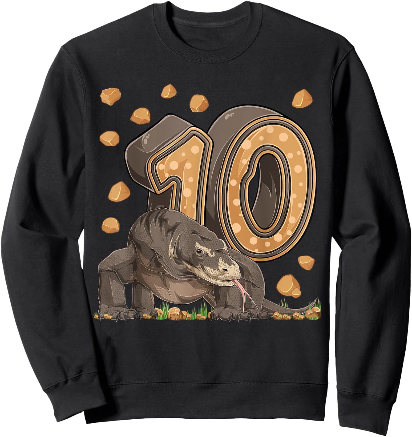 10 Year Old Komodo dragon Reptile 10th Birthday Party B-day Sweatshirt - Sweatshirt | Black