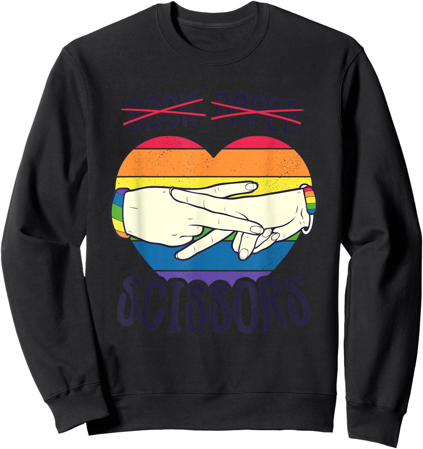 Funny Lesbian Pride Flag Rock Paper Scissors Lesbian Pride Sweatshirt - Sweatshirt | Black
