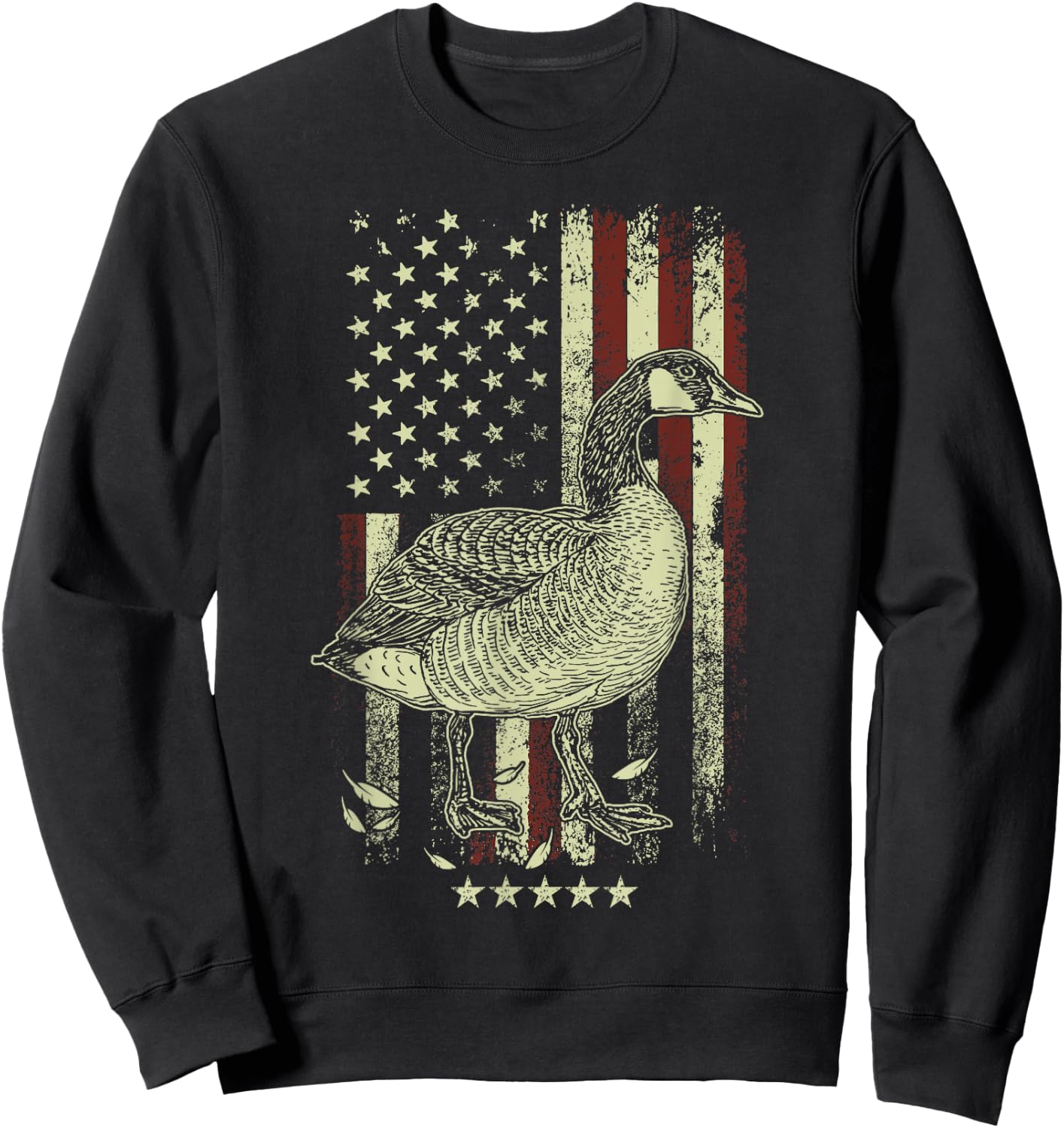 USA American Flag Hunters - Hunting Goose Bird Women Men Sweatshirt - Sweatshirt | Black