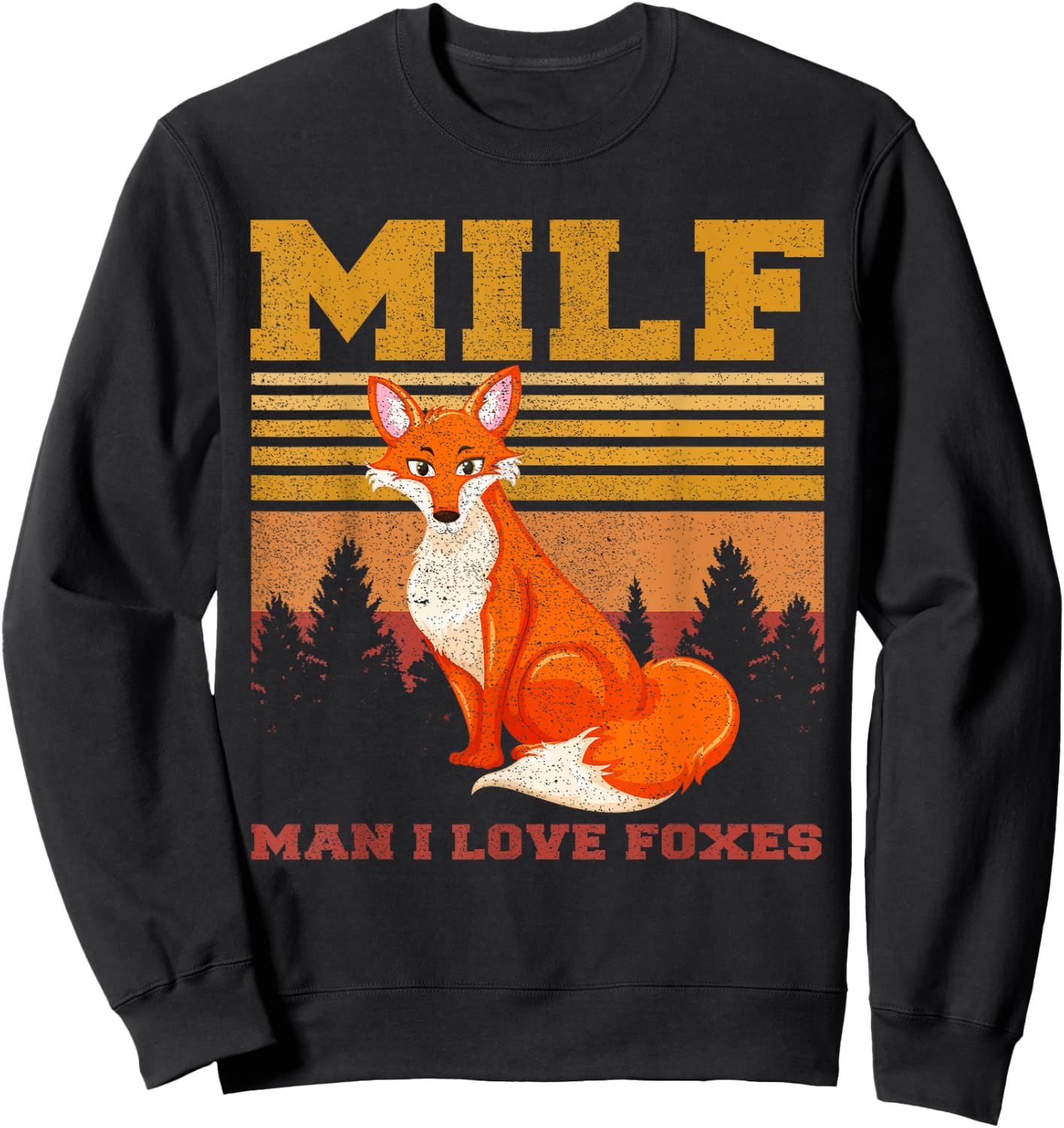 Retro Vintage MILF Man I Love Foxes Fox Zoo Animal Lover Men Sweatshirt - Sweatshirt | Black