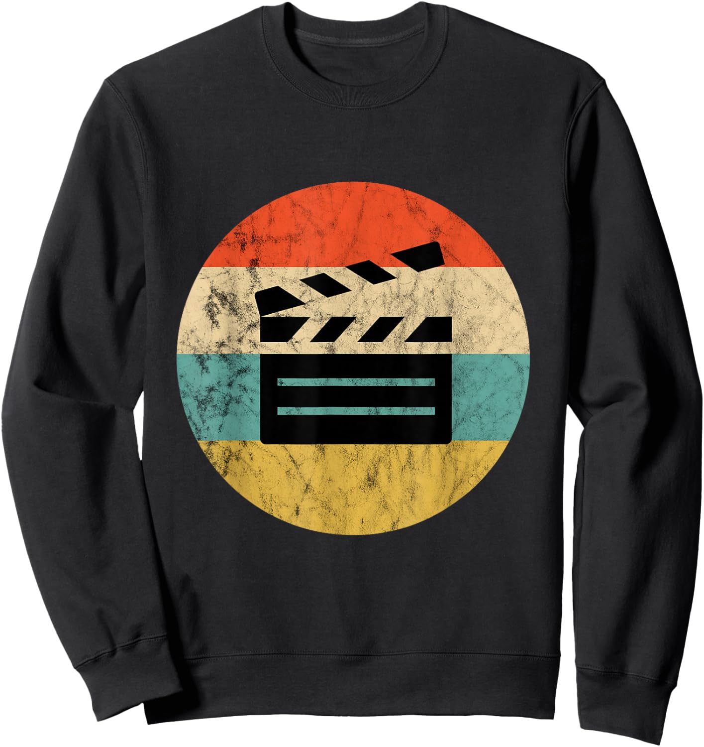 Filmmaker Clapboard Film Director Lover Retro Vintage Sunset Sweatshirt - Sweatshirt | Black