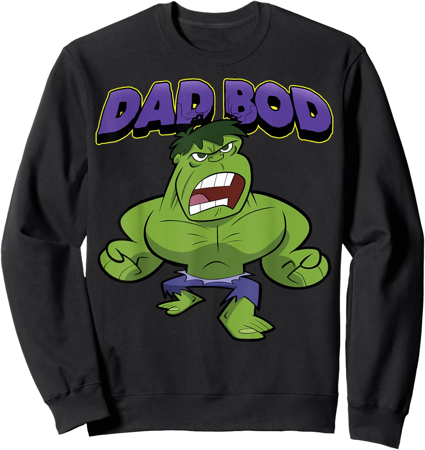 Marvel Father's Day Retro Hulk Dad Bod Portrait Sweatshirt - Sweatshirt | Black