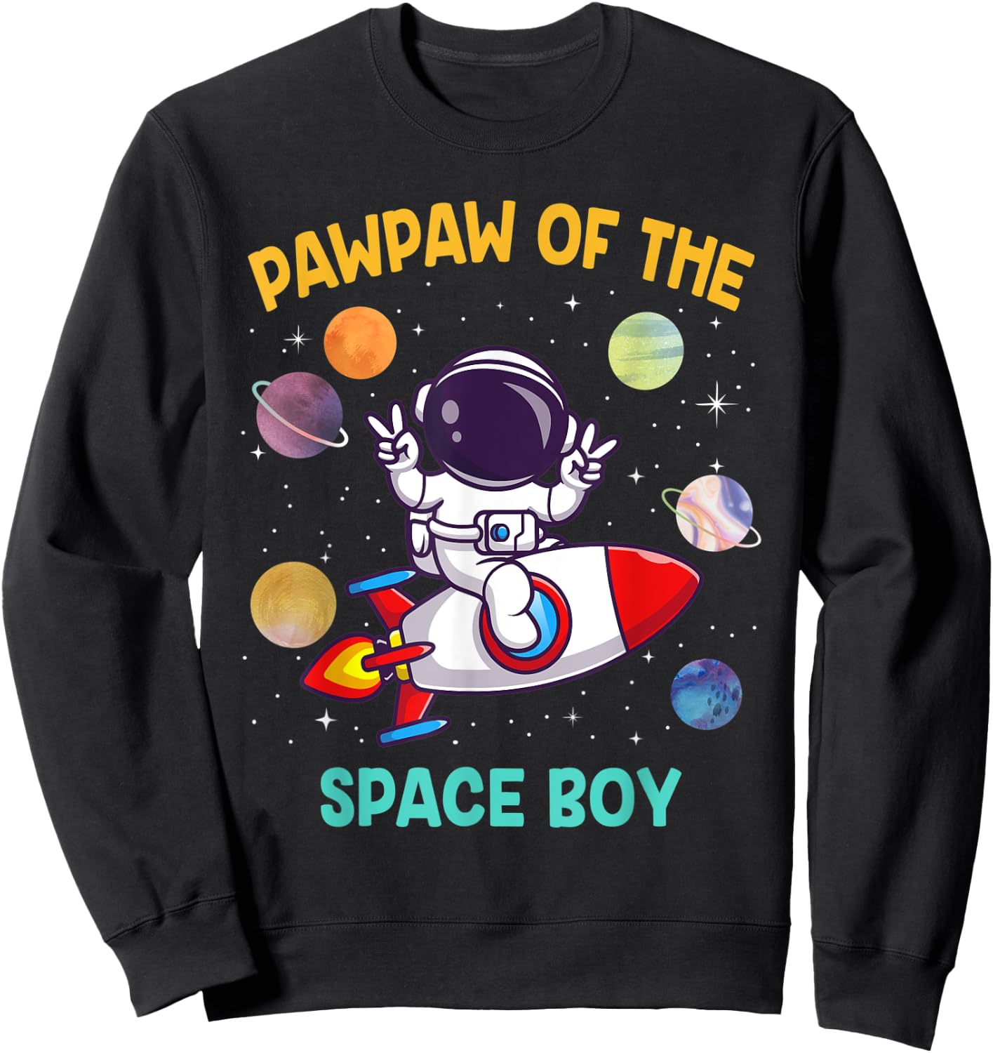 PawPaw Of The Birthday Astronaut Space Boy Theme Sweatshirt - Sweatshirt | Black