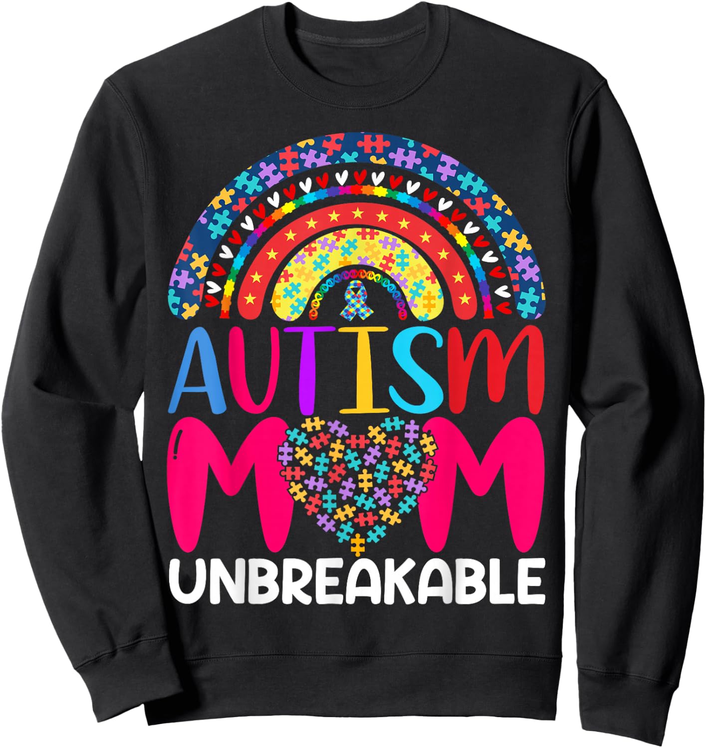 Autism Mom Unbreakable , Black Sweatshirt - Sweatshirt | Black
