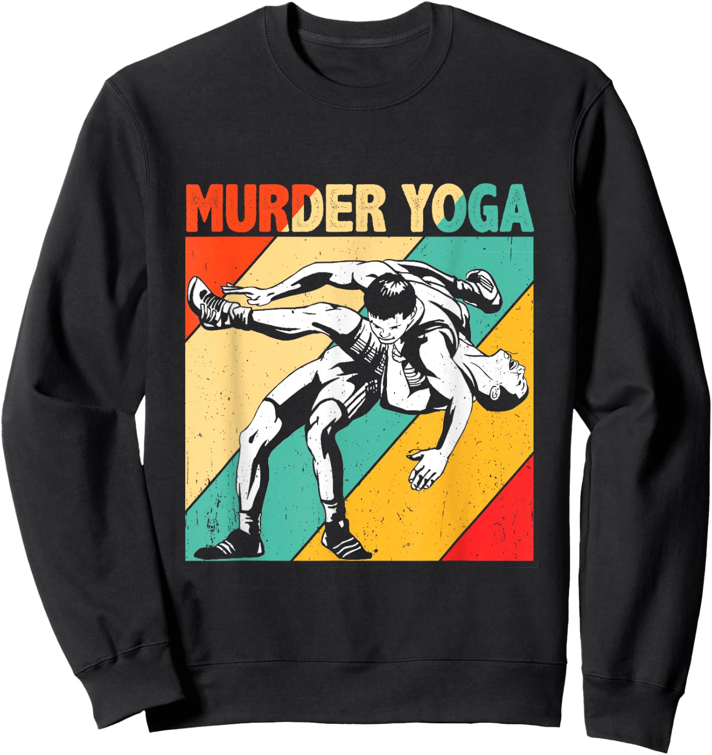 Murder Yoga Retro Vintage Wrestler Wrestling Sweatshirt - Sweatshirt | Black