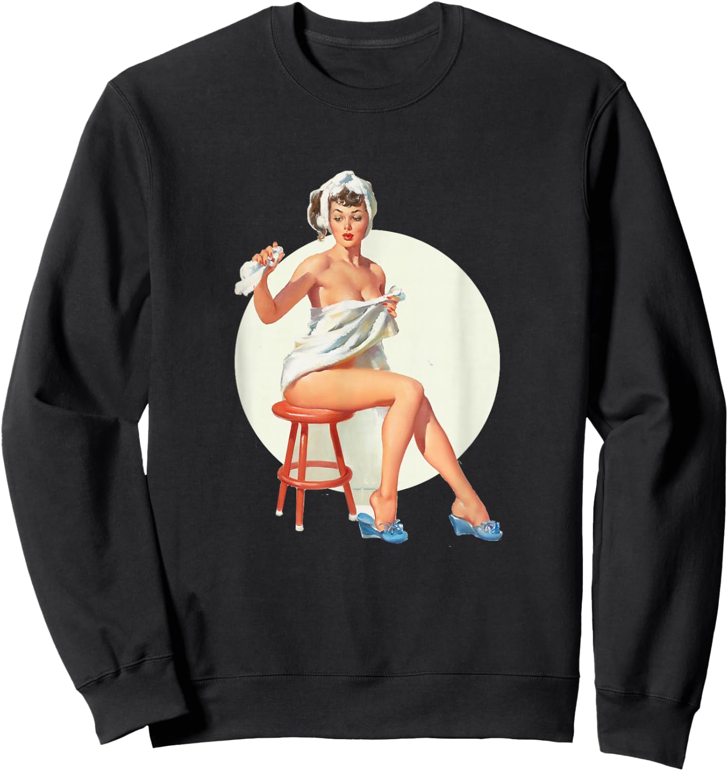 Vintage 1940's Pin-up Girl Sexy Classic Retro American Art Sweatshirt - Sweatshirt | Black