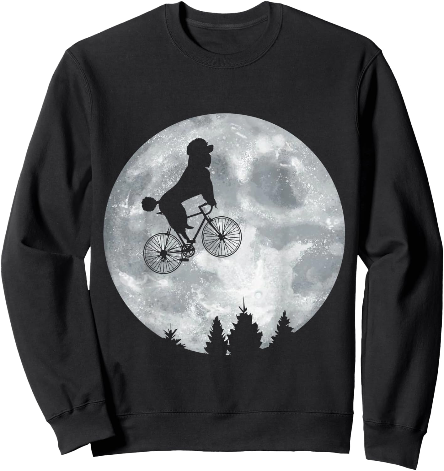 POODLE Riding Moon Bike Halloween Lunar Cycling Cyclist Sweatshirt - Sweatshirt | Black