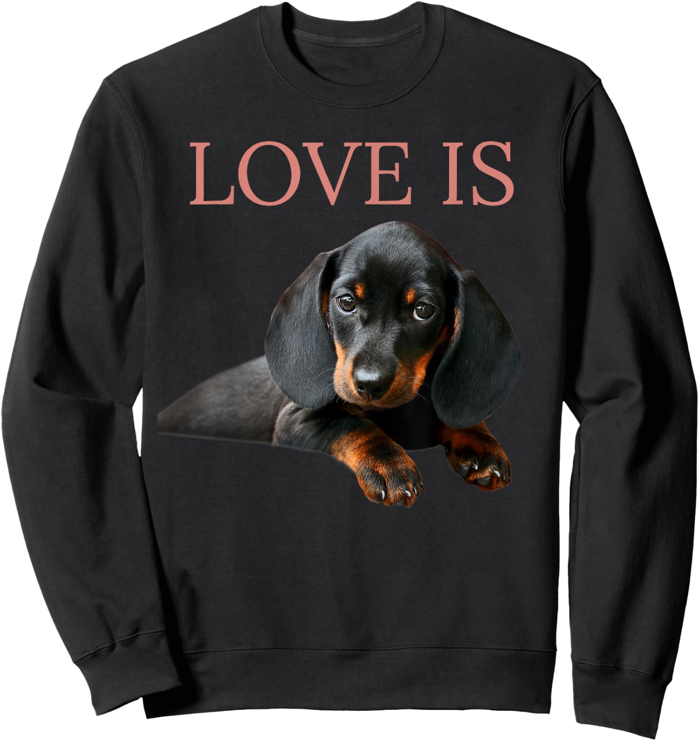 Dachshund Shirt Doxie Mom Dad Love Is Wiener Dog Lover Men Women Kids Sweatshirt - Sweatshirt | Black