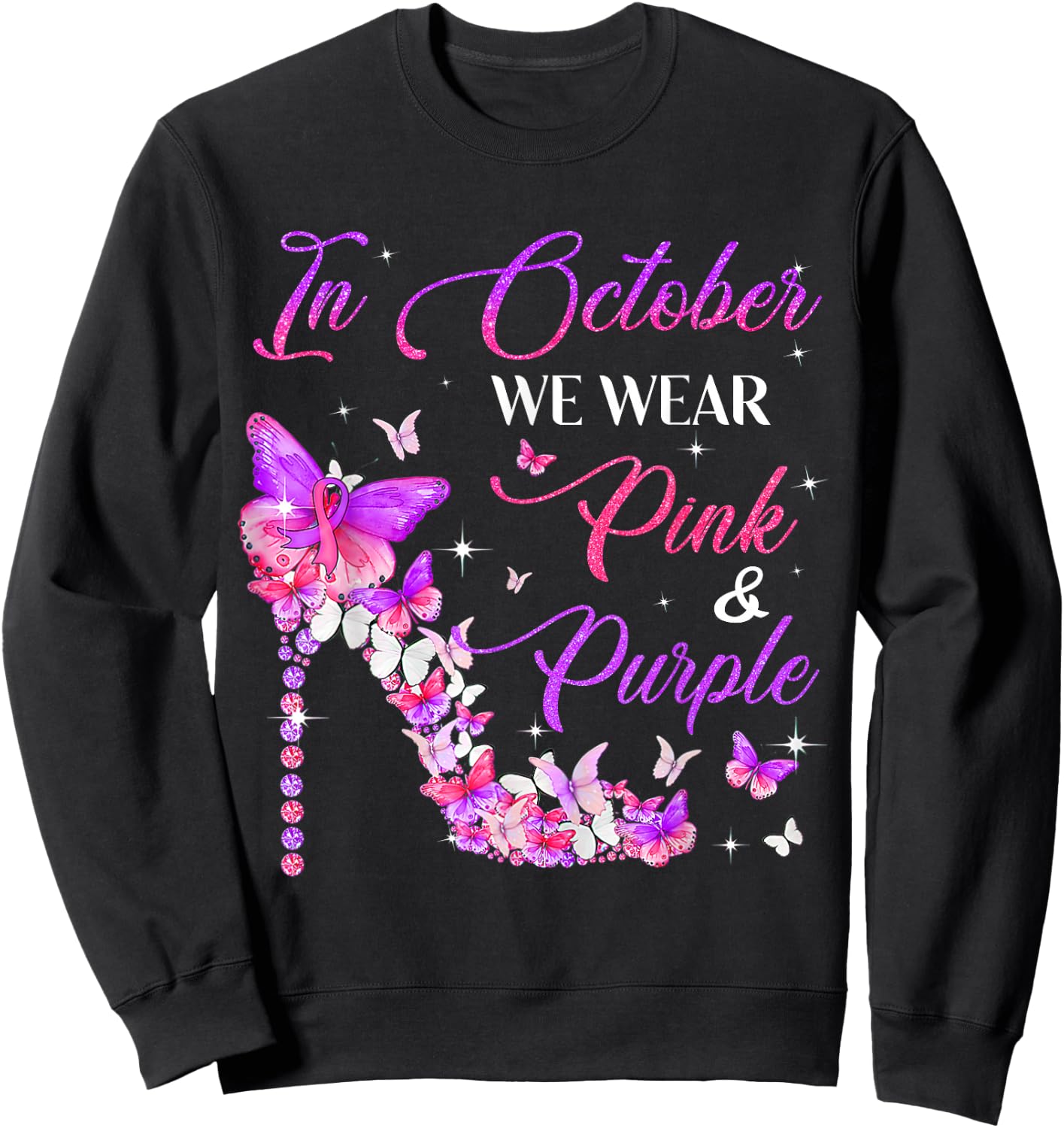 Butterfly Domestic Violence & Breast Cancer Awareness Sweatshirt - Sweatshirt | Black