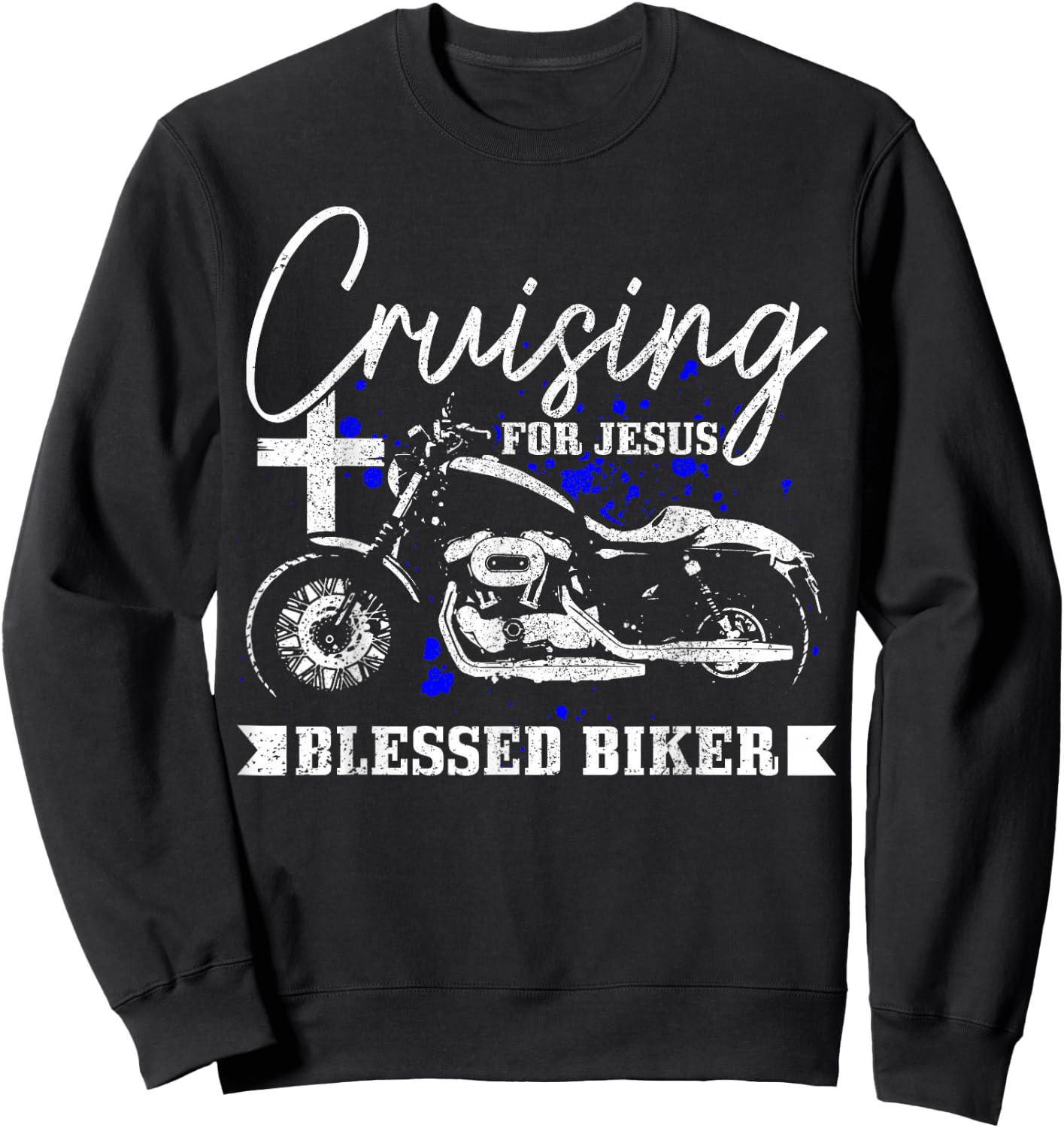 Christian Biker Cruising For Jesus Vintage Motorcycle Sweatshirt - Sweatshirt | Black