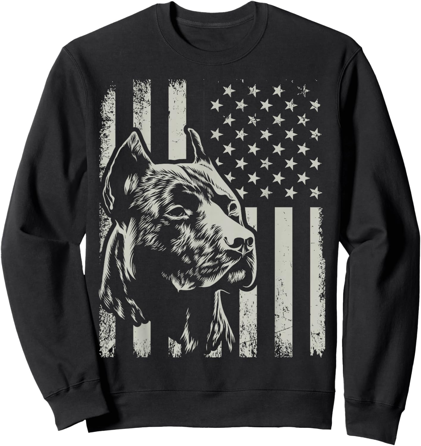 Proud Patriotic Pit Bull Owner Lover American Flag Sweatshirt - Sweatshirt | Black