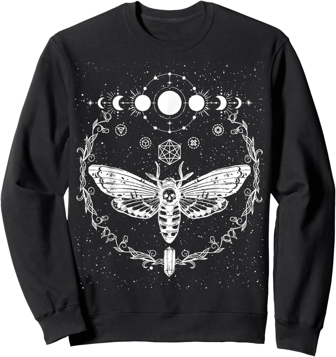 Goth Moth And Crescent Moon Creepy Design Gifts For Goths Sweatshirt - Sweatshirt | Black