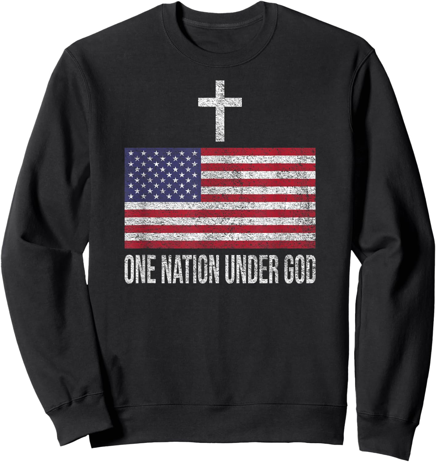 One Nation Under God Usa Flag United States Banner Sweatshirt - Sweatshirt | Black