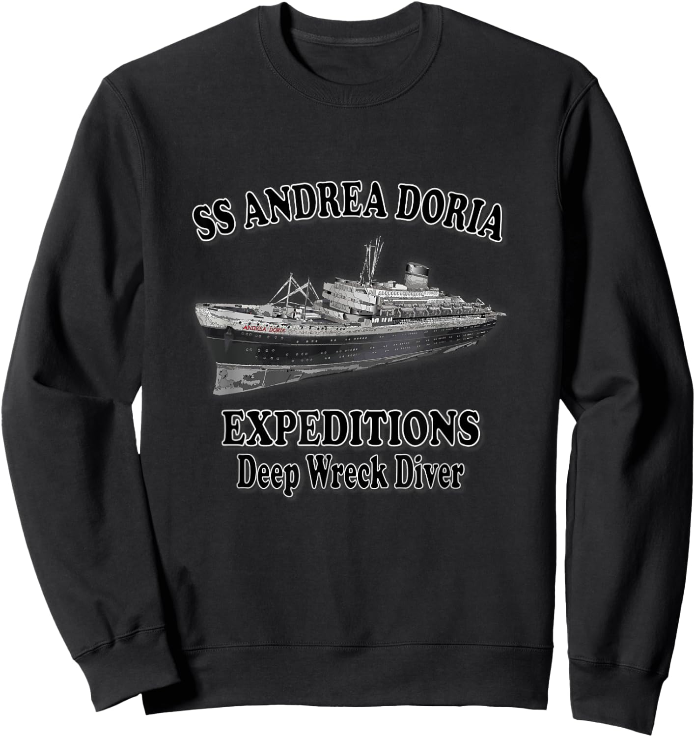 Andrea Doria- Deep Wreck Diver (Front Design) Sweatshirt - Sweatshirt | Black