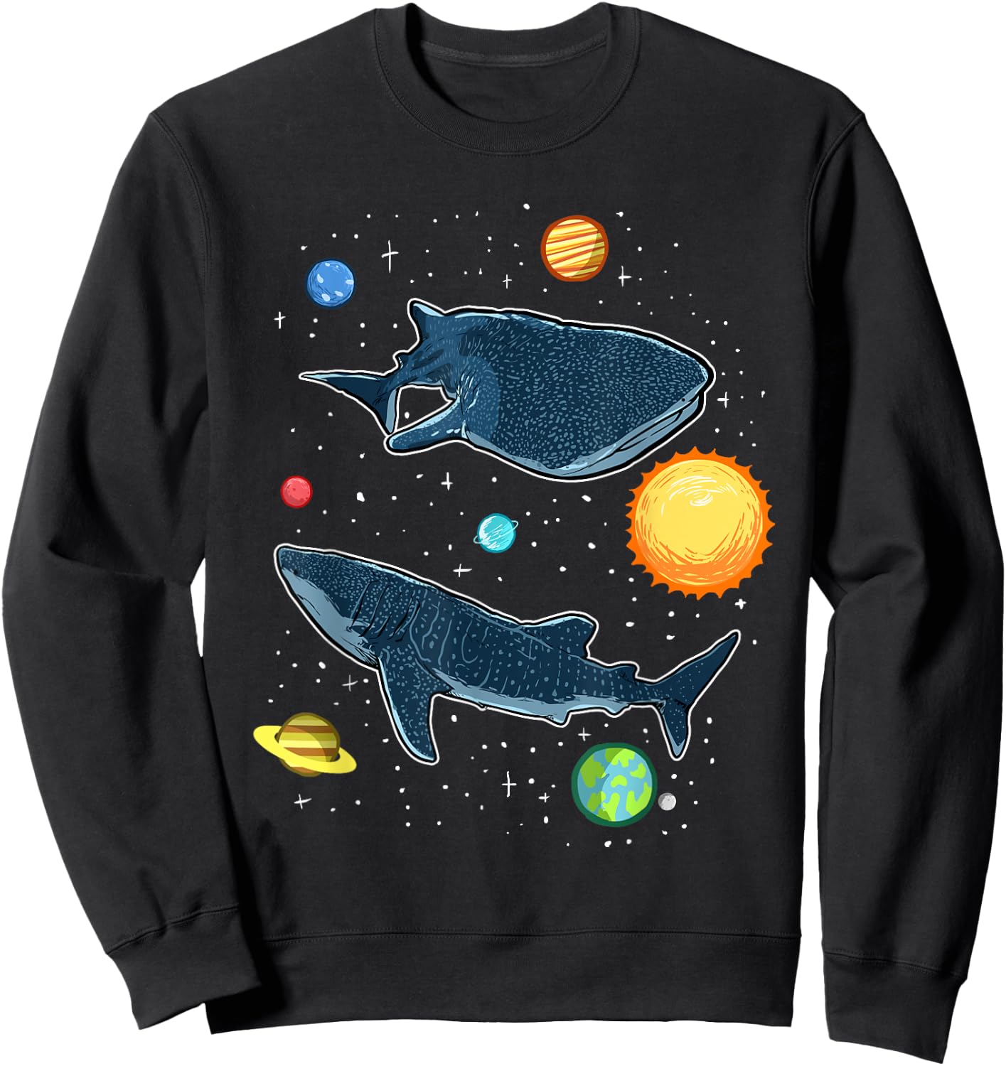 Sharks In The Galaxy Funny Whale Shark Lover Sweatshirt - Sweatshirt | Black