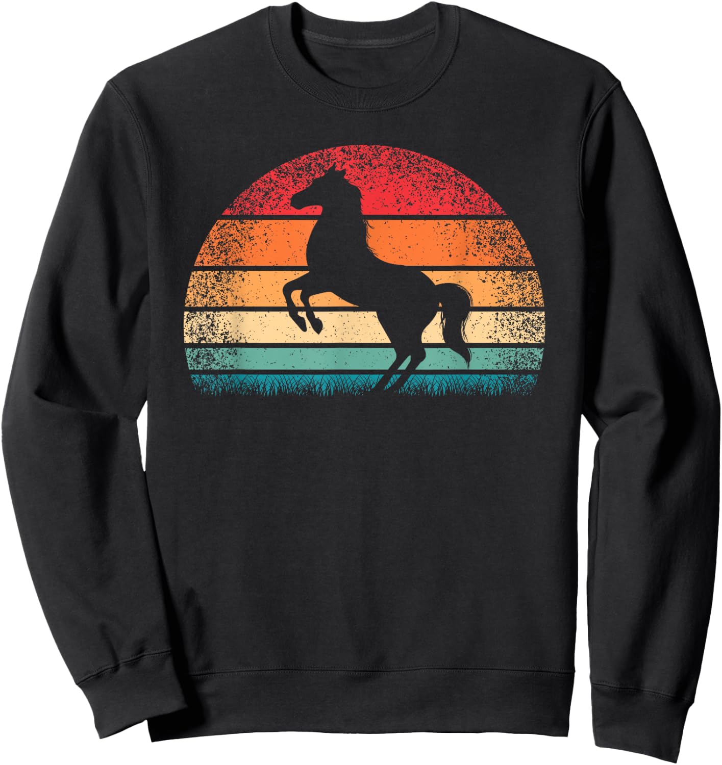 Retro Horse Vintage Horseback Riding Western Men Women Kids Sweatshirt - Sweatshirt | Black