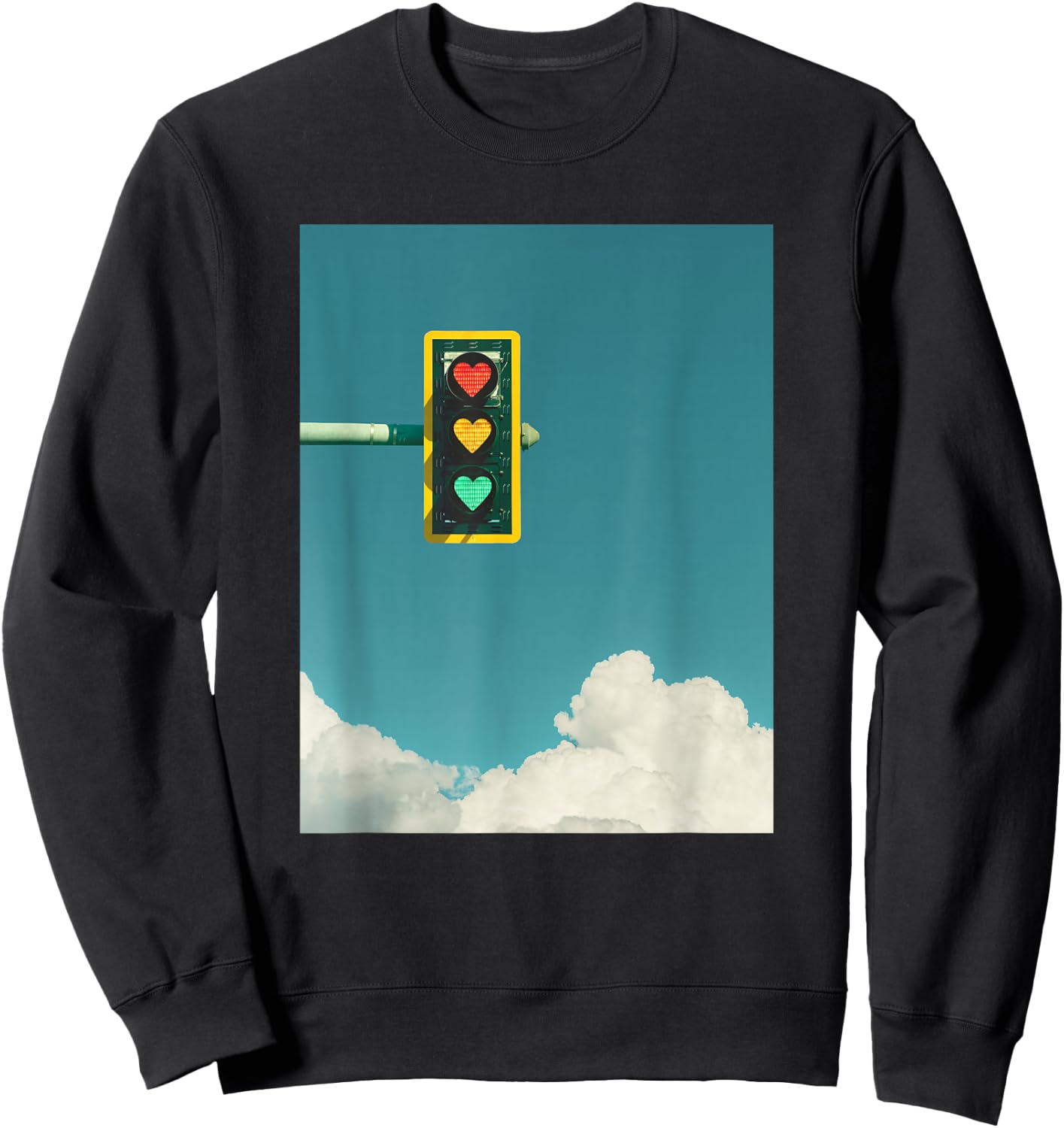 Indie Aesthetic y2k Light Traffic Heart Teen Girls 90s Sweatshirt - Sweatshirt | Black