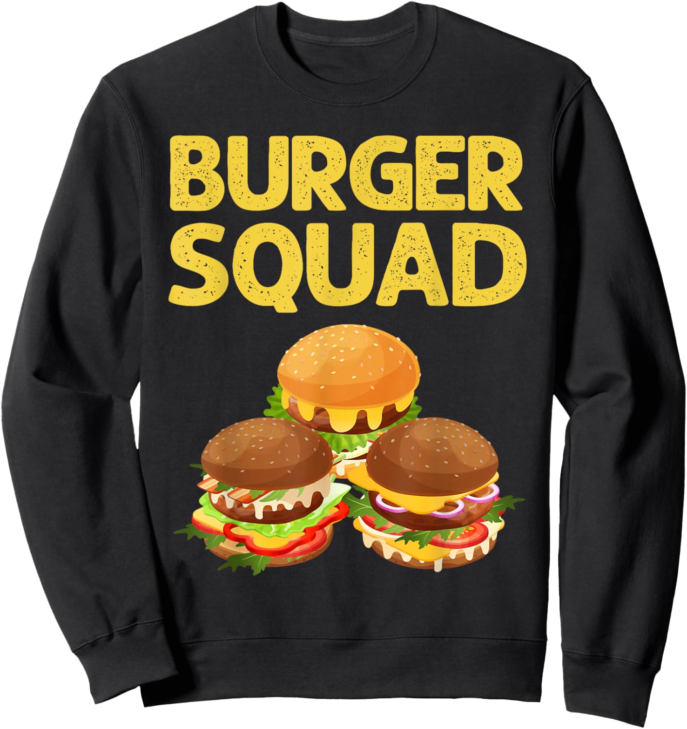 Cool Hamburger Art Men Women Cheeseburger Fast Food Burger Sweatshirt - Sweatshirt | Black