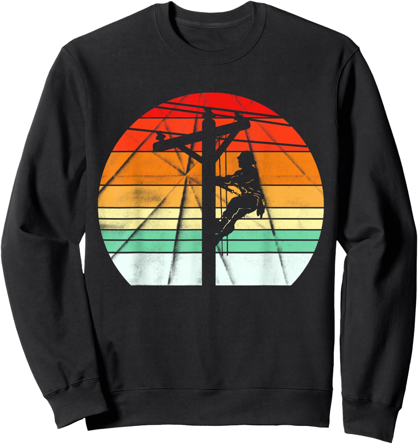Lineman Retro Style Electrician Support Your Local Pole Sweatshirt - Sweatshirt | Black