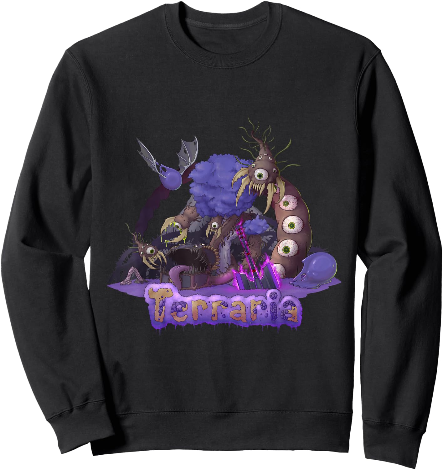 Terraria: The Corruption - Black, -Adults, Short Sleeve, Classic Fit, Cotton, Polyester, Machine Wash, Small Sweatshirt - Sweatshirt | Black