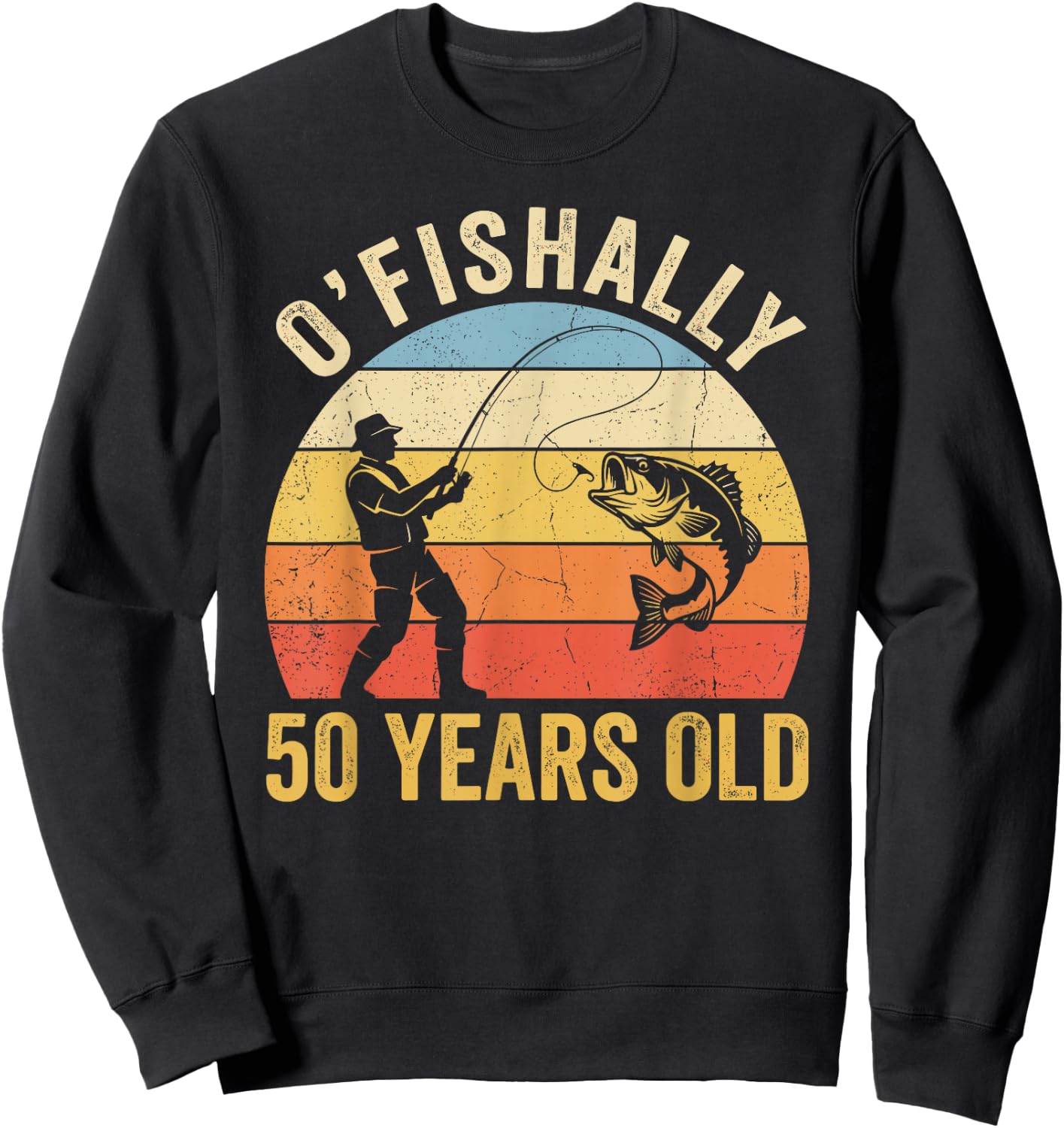 Ofishally 50 Years Old 50th Birthday Fishing Sweatshirt - Sweatshirt | Black