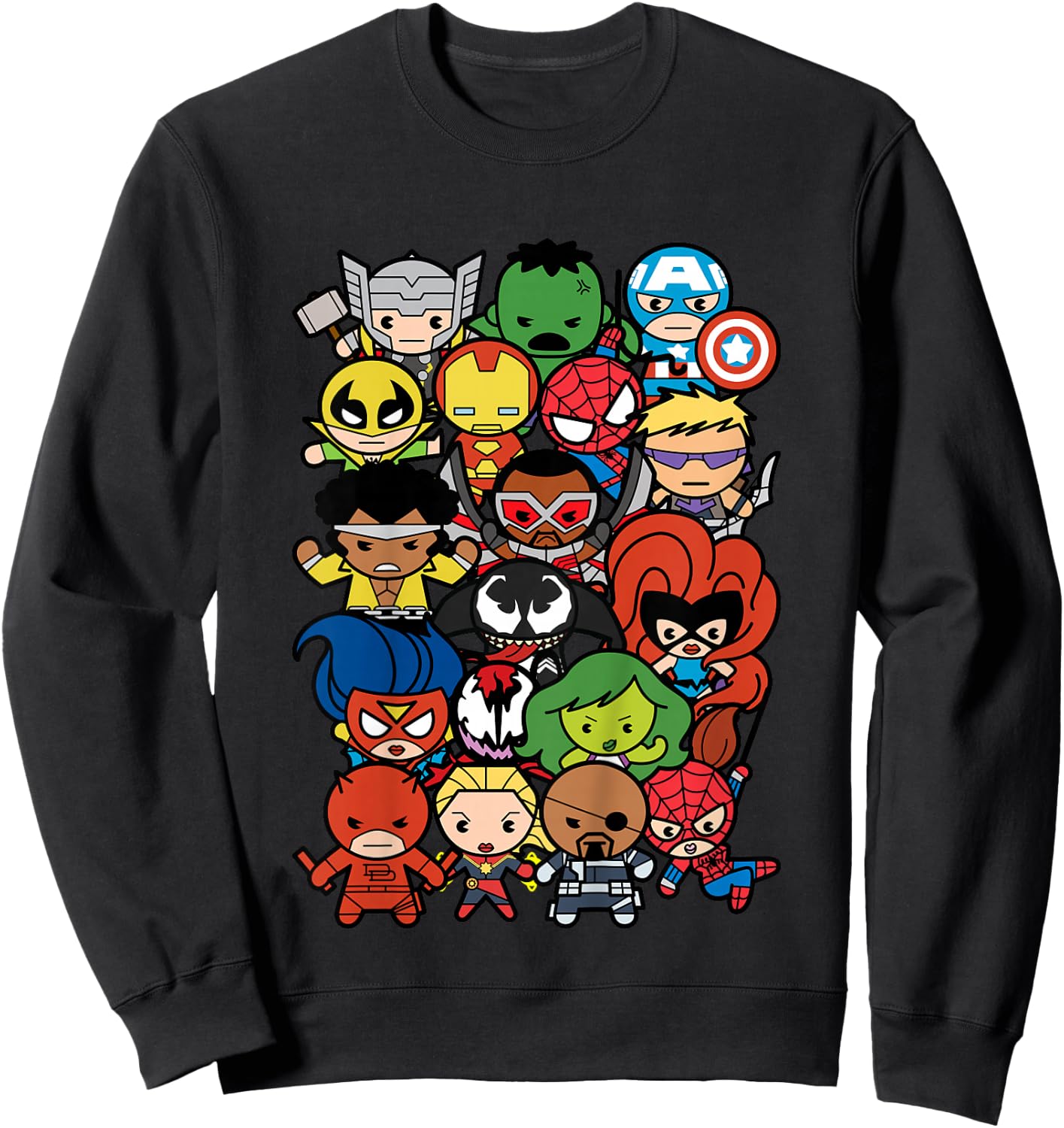 Kids Marvel Heroes and Villains Team Kawaii Kids Graphic Sweatshirt - Sweatshirt | Black