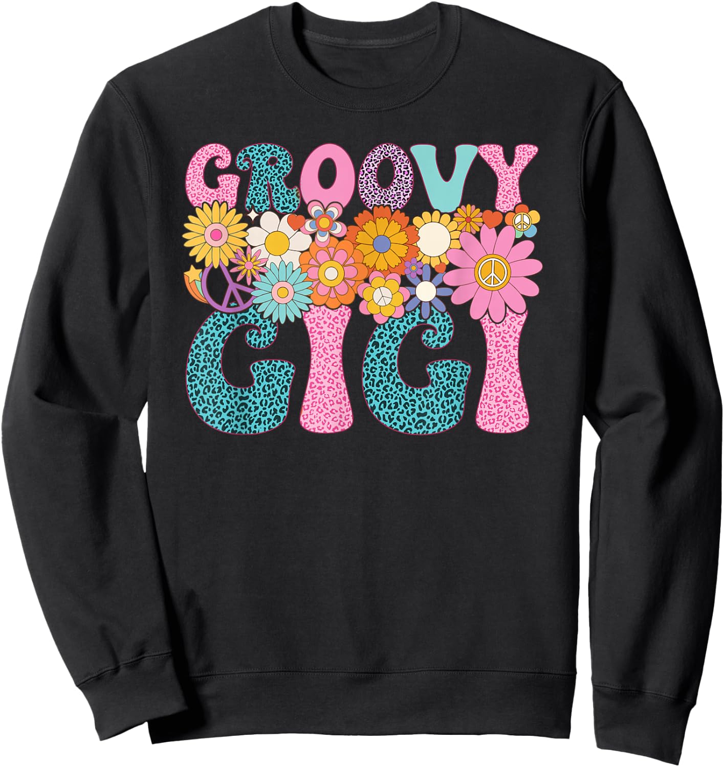 Leopard Groovy Gigi Matching Family 1st Birthday Party Sweatshirt - Sweatshirt | Black
