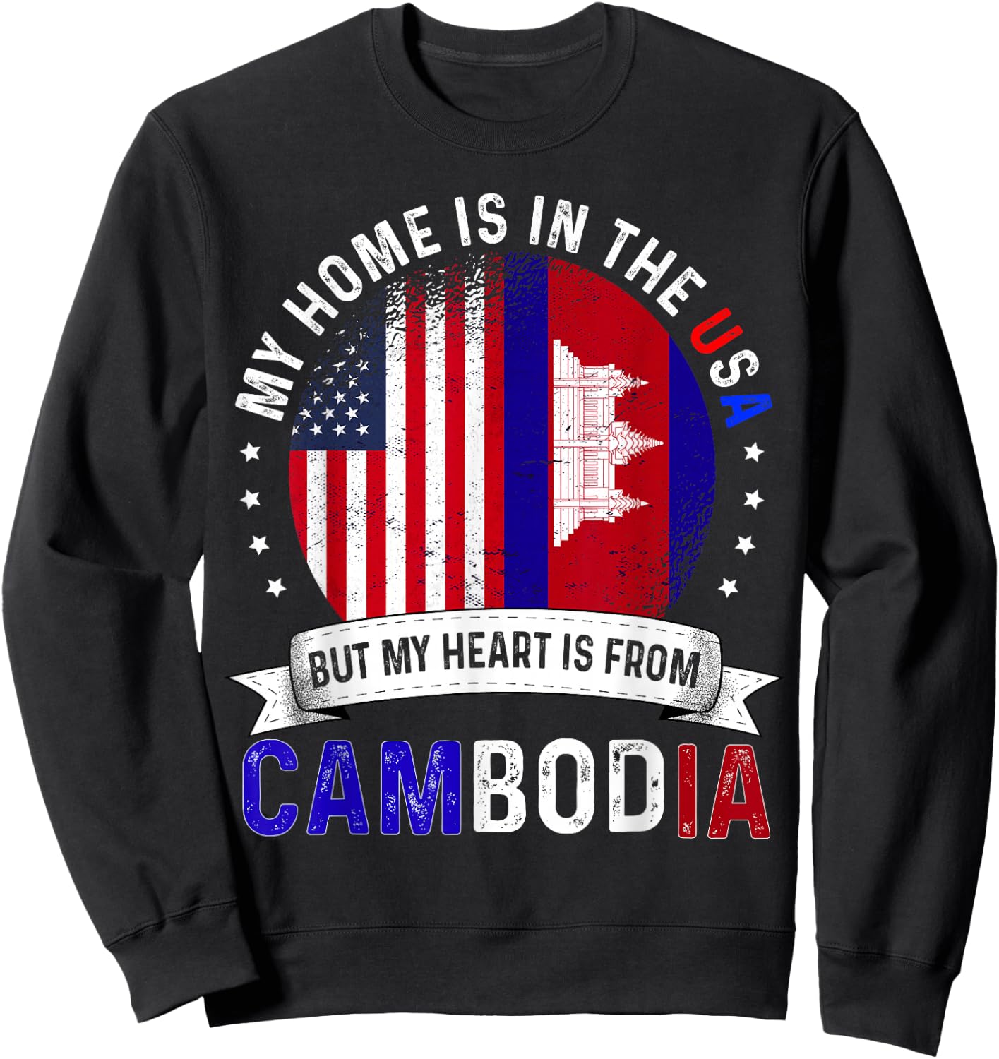 Cambodian American Patriot Heart is from Cambodia Flag Sweatshirt - Sweatshirt | Black